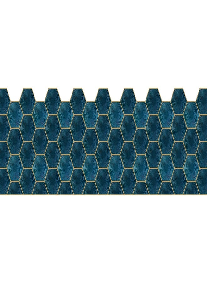 WallDesign Teal Blue Hexagon Tile Sticker - 2ft x 9.75 inch Waterproof Easy Clean Durable Vinyl Decorative Film for Kitchen Counter, Washbasin, Table, Wall, Cupboard-Self-Adhesive - Image 1